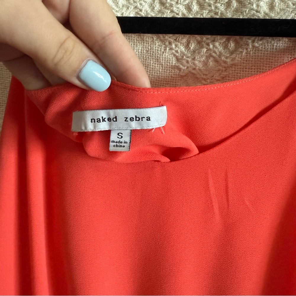 Naked Zebra Cold Shoulder Coral Romper - Picture 5 of 5